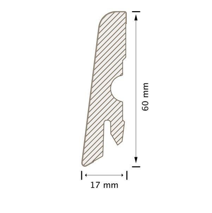 Lišta soklová Egger 60 L201 MDF fólia Biela pretierateľná 60x17x2400 mm