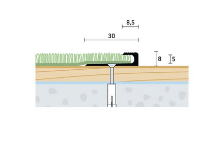 Ukončovací profil vŕtaný 30x8 (250cm)