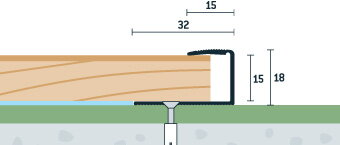 Ukončovací profil vŕtaný 32x18 (270cm)
