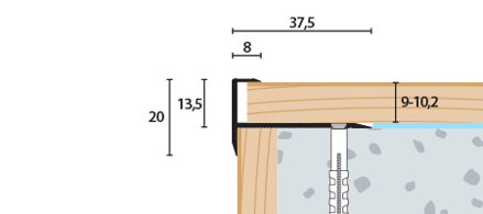 Schodový profil vŕtaný 37,5x20 (250cm)