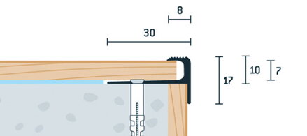 Schodový profil vŕtaný 30x17 (250cm)