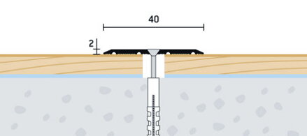 Prechodový profil vŕtaný 40x2 (270cm)