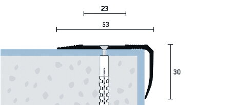 Schodová hrana vŕtaná so samolepiacou krycou páskou 53x30 (250cm)
