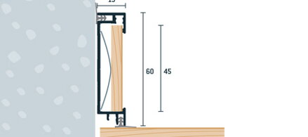 Soklový profil s vložkou a tesniacou gumou 60x15 (250cm)