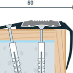 Schodová hrana 2x vŕtaná s PVC vložkou 60x34 (250cm)