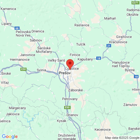 Google map: Bardejovská 42 Prešov